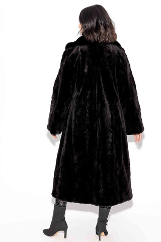 Sheared Sectioned Mink Fur Coat with Notch Collar