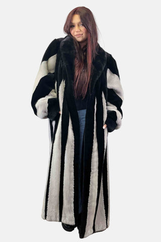 ranch and sapphire two-toned mink fur coat