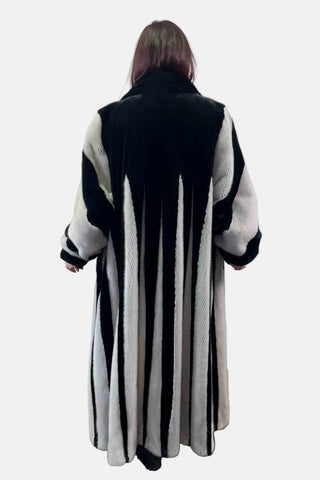 ranch and sapphire two-toned mink fur coat