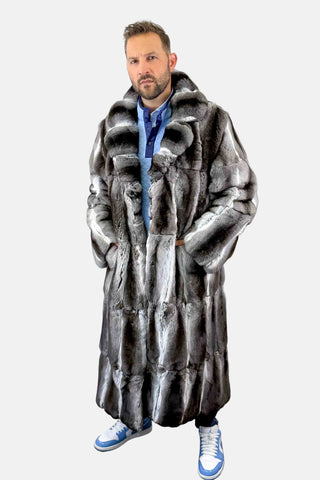 skin on skin chinchilla fur coat with notch collar