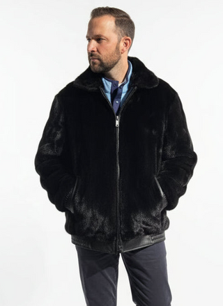 reversible men's mink fur jacket with leather