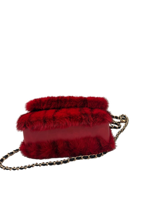 red mink fur purse