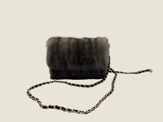 gray mink fur purse