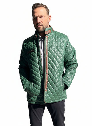 green quilted leather jacket