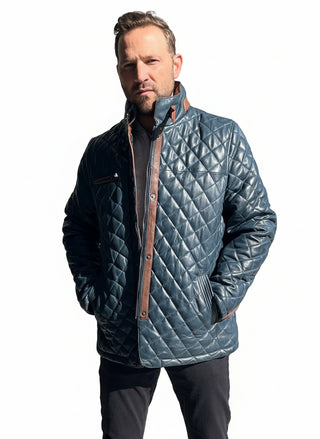 navy quilted leather jacket