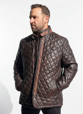 brown quilted leather jacket