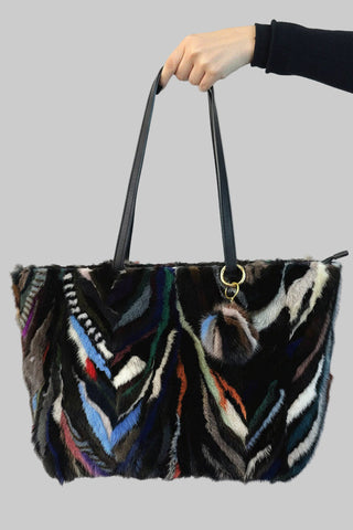 multicolor mink fur purse