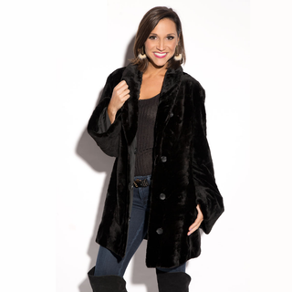 black sheared mink fur stroller with shawl collar