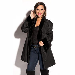 reversible black sheared mink fur stroller with shawl collar (taffeta lining added)
