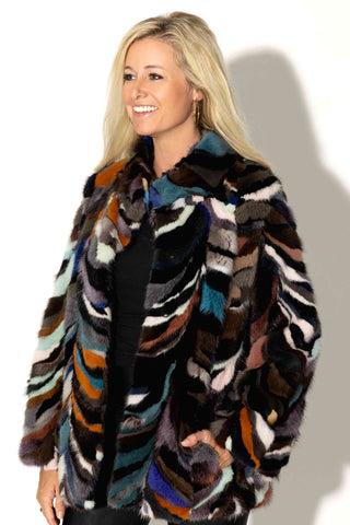 multicolor secteiond mink fur jacket