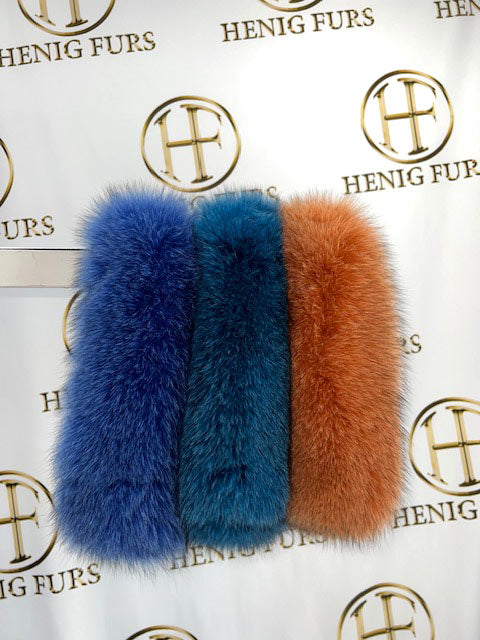royal blue, teal and orange fox fur headbands