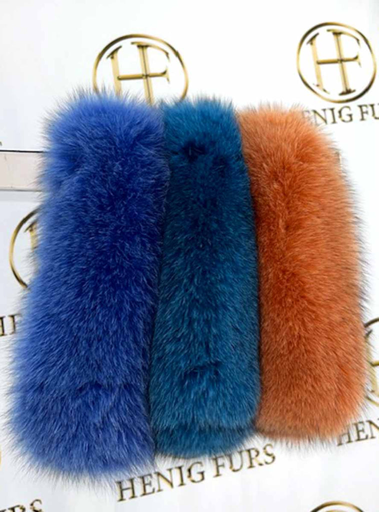 royal blue, teal and orange fox fur headbands