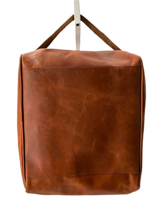 cognac leather travel bag