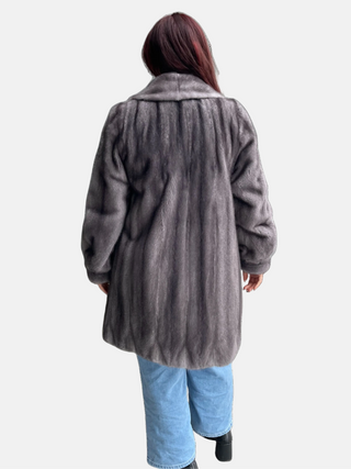 blue iris female mink fur stroller with shawl collar & bracelet cuffs