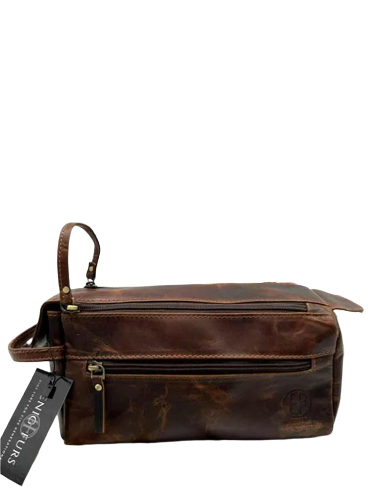 Dark Brown Leather Dopp Kit