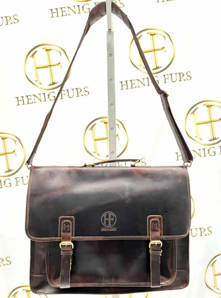 dark brown leather messenger bag/briefcase