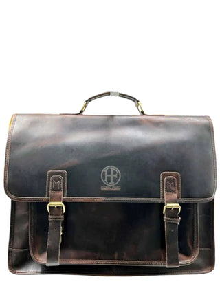Leather Messenger Bag Briefcase with Leather Handle or Detachable Shoulder Strap.