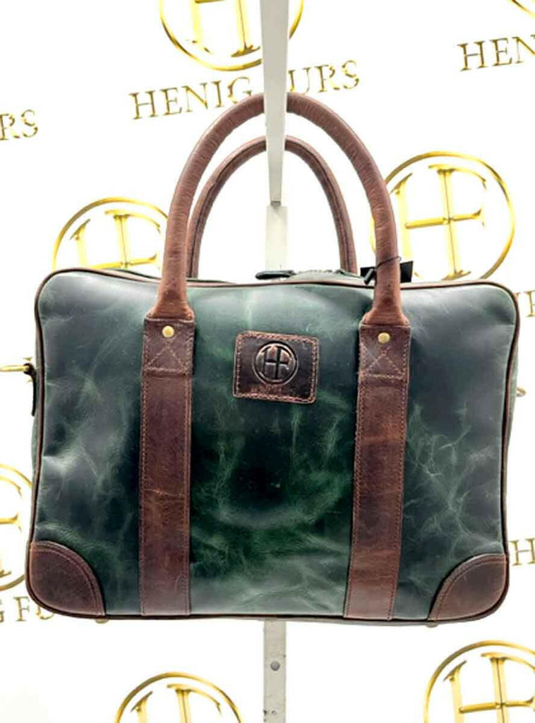 Green & Brown Leather Briefcase