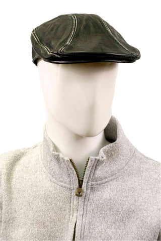 distressed black leather tam
