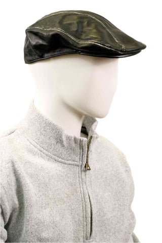 distressed black leather tam
