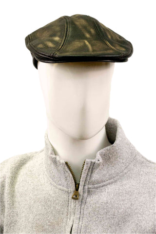 distressed brown leather tam
