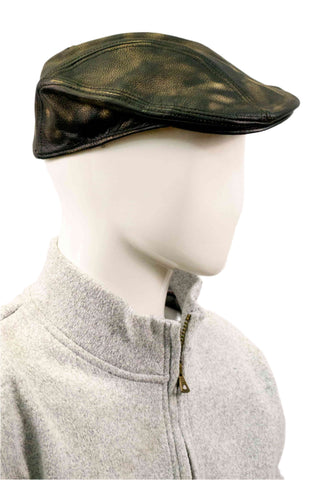 distressed brown leather tam