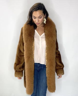 Mink Fur Stroller with Fox Fur Tuxedo & Bracelet Cuffs.