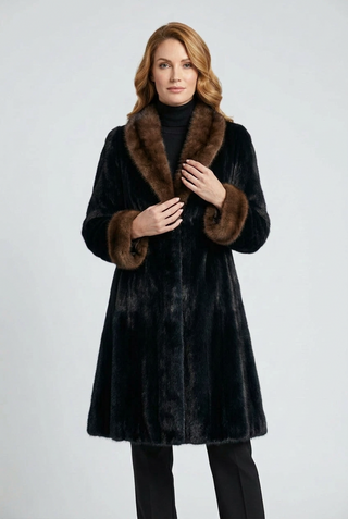 ranch mink fur stroller with sable fur trim