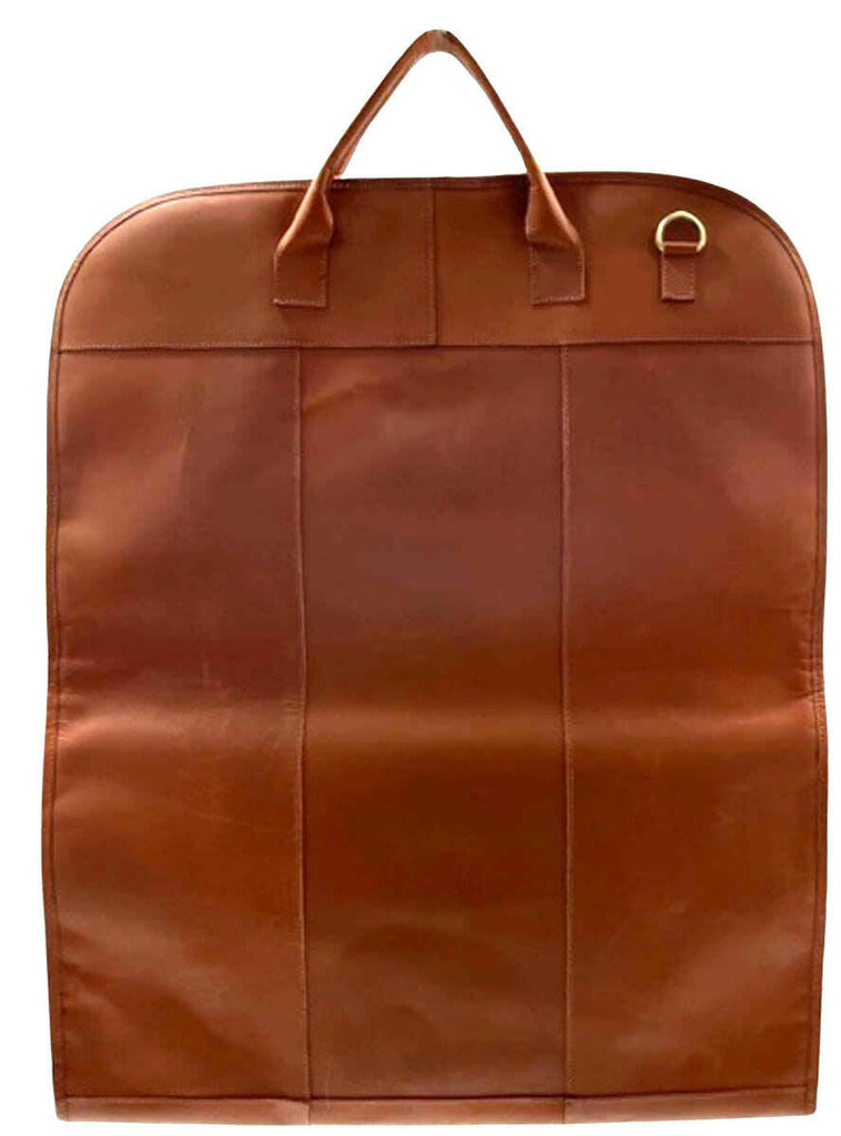 cognac leather garment bag - 60 inches