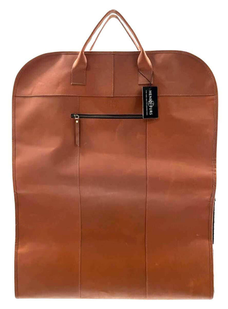60 inches - cognac leather garment bag