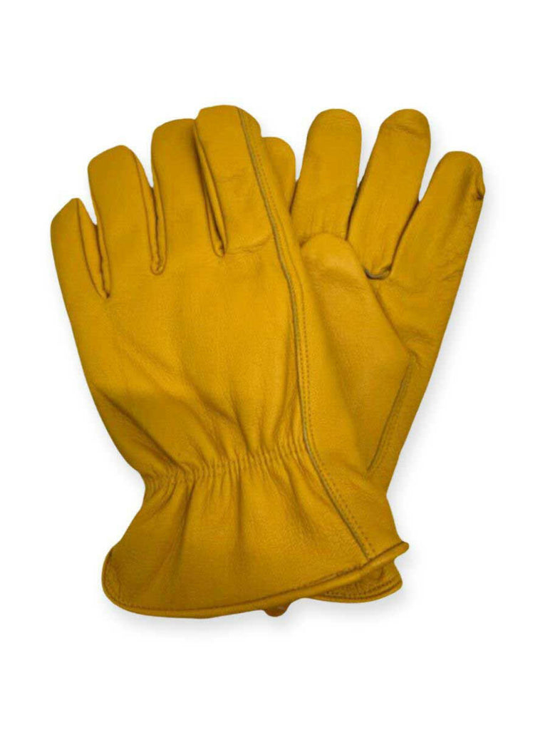 yellow buckskin leather gloves