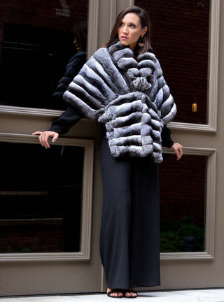 Natural Chinchilla Fur Cape.