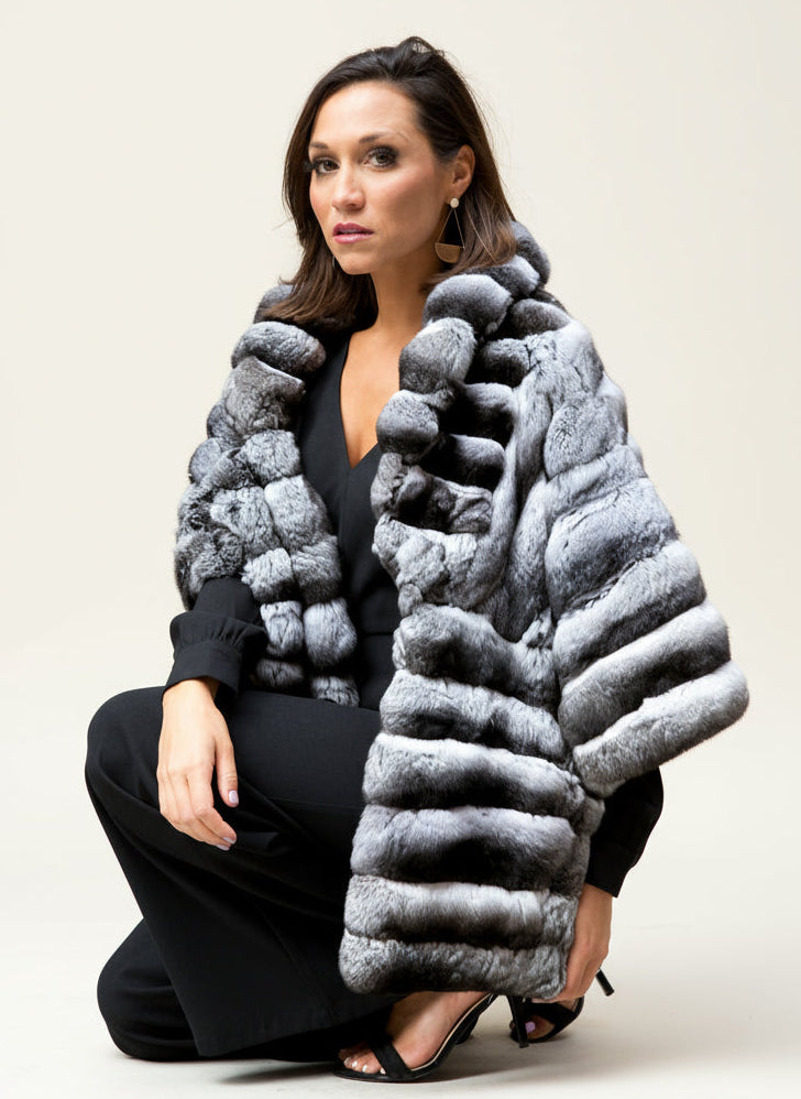 Women's Natural Chinchilla Fur Cape – Henig Furs - Main Image