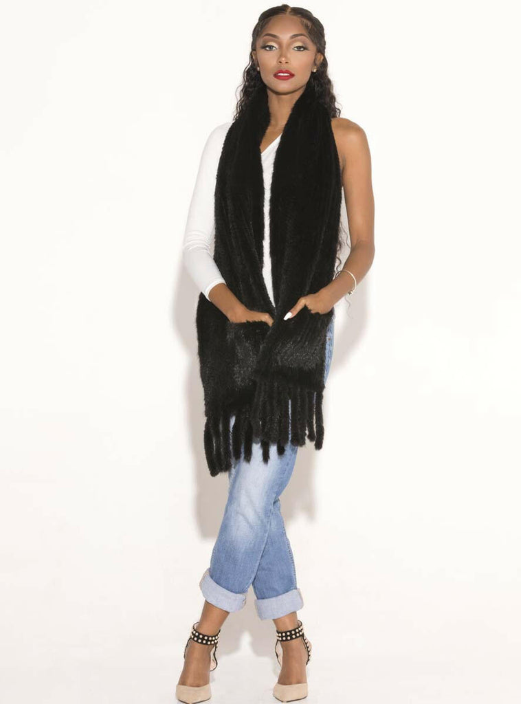 ranch knitted mink fur shawl