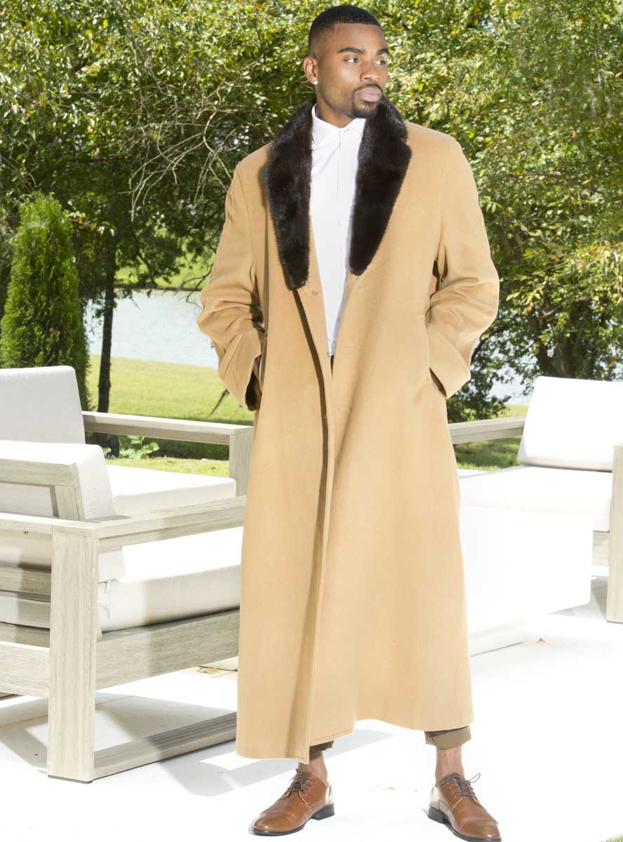 stole Site line Anvendelig Men's Cashmere Coat with Full Skin Mink Fur Collar | Henig Furs