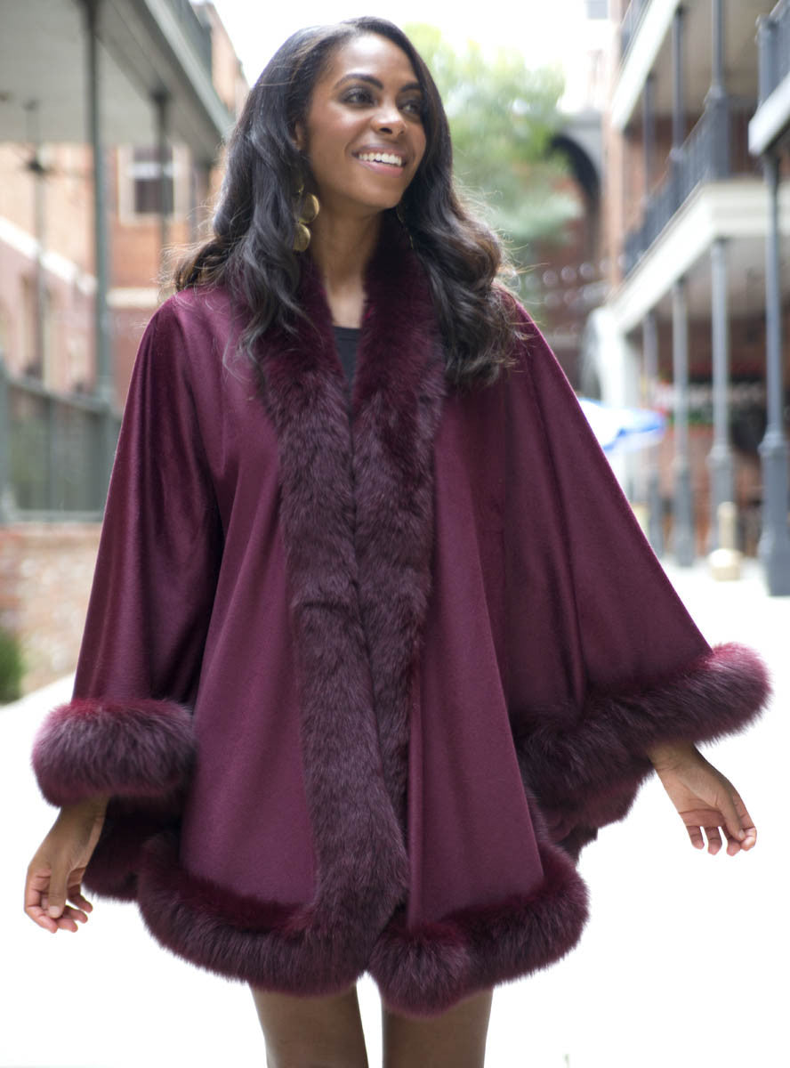 Burgundy fur cape sale