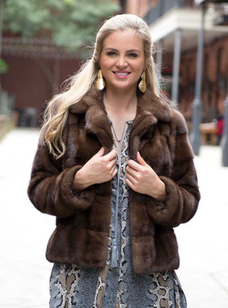 Horizontal Mink Fur Jacket.