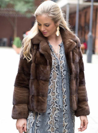 Horizontal Mink Fur Jacket.