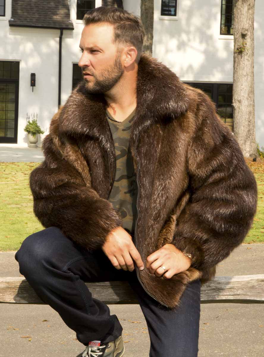 Henig Furs Men's Beaver Fur Jacket 4X / Add Hood