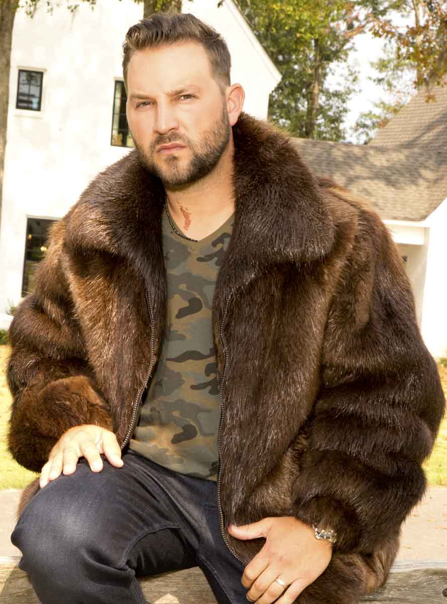 Reversible Black Mink Fur Coat for Men 54