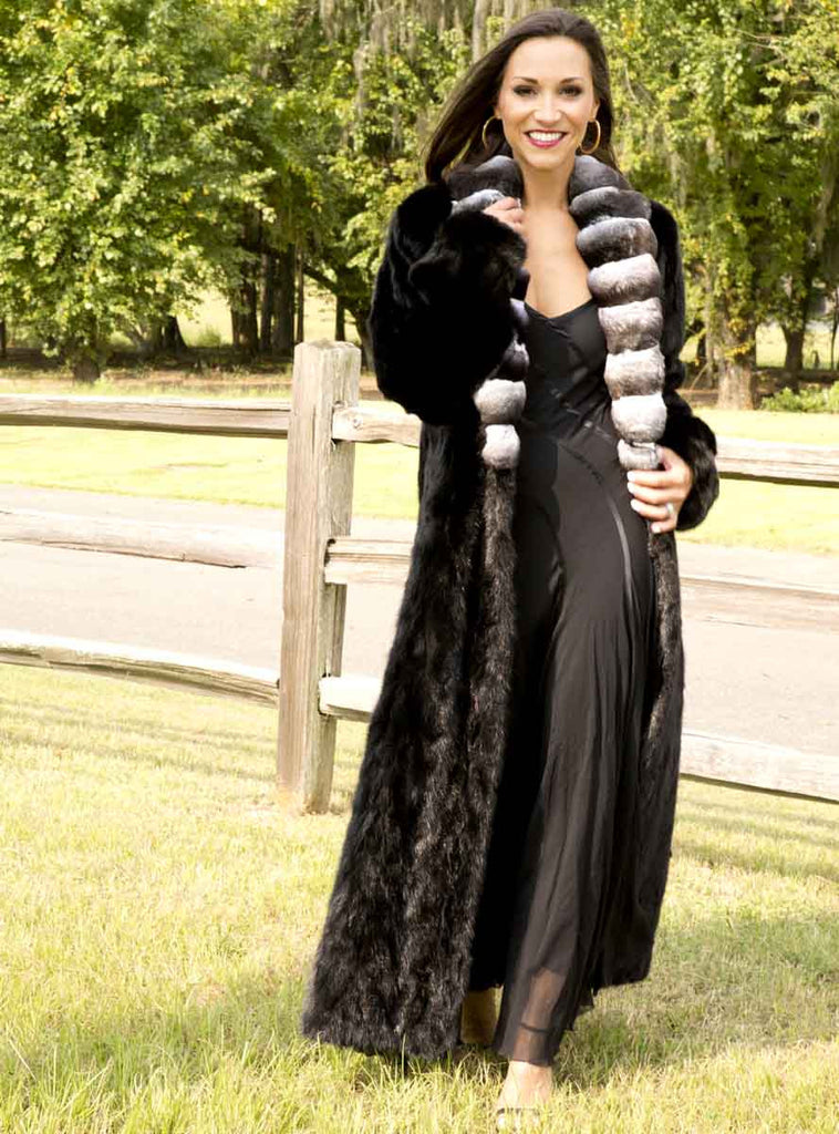Women's mink coat with chinchilla collar