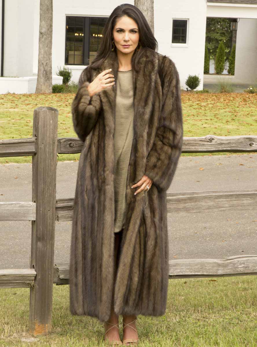 Long sable fur jacket with chanel collar