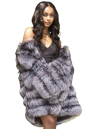 Fox Fur Jacket with Horizontal Pattern.