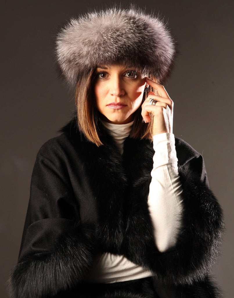 silver fox fur headband