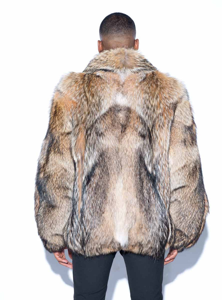 custom made coyote fur jacket with optional hood
