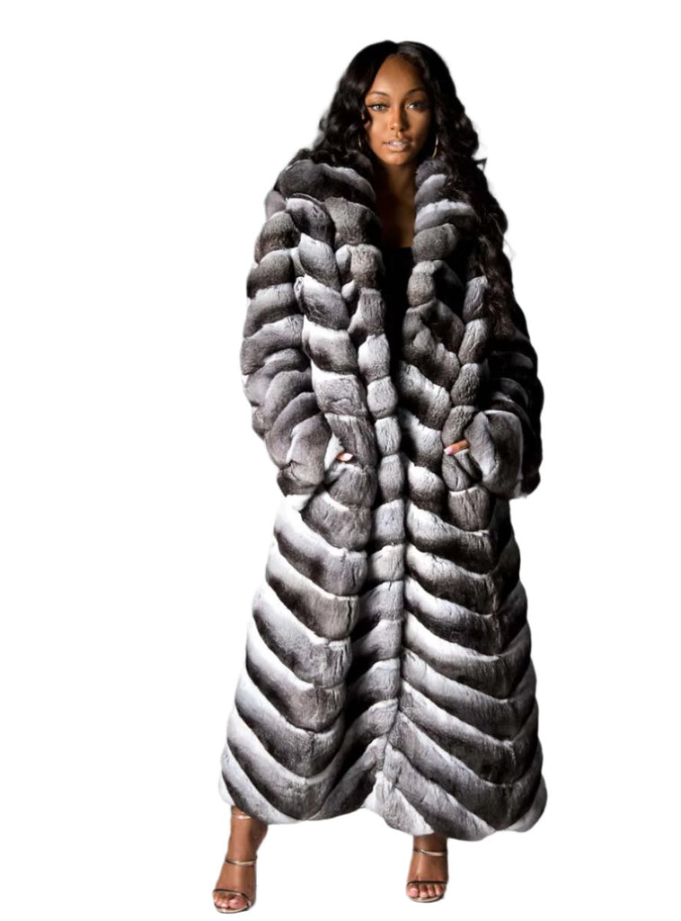 USA Made Chinchilla Fur Coat with Shawl Collar | Henig Furs