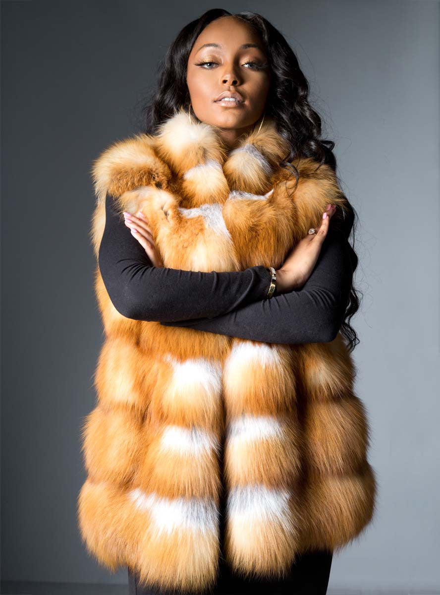 Red fox fur collar discount