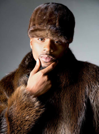 Men's Mahogany Mink Fur Baseball Hat.