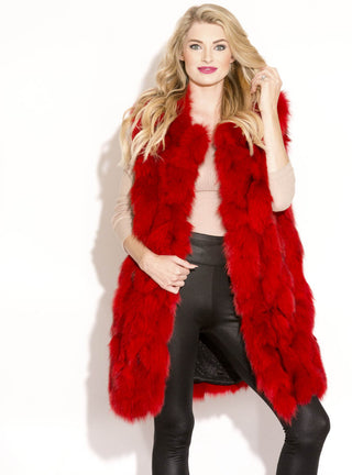 Women's Long Fox Fur Vest.