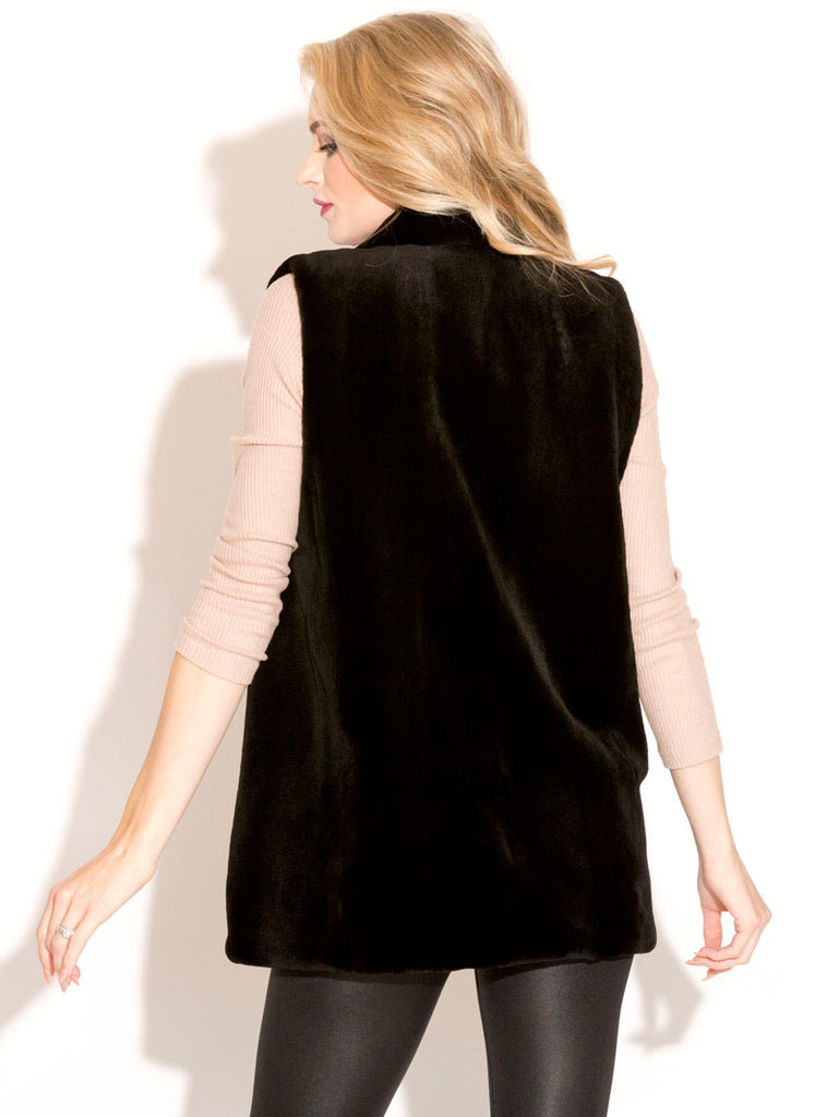 sheared black mink fur vest